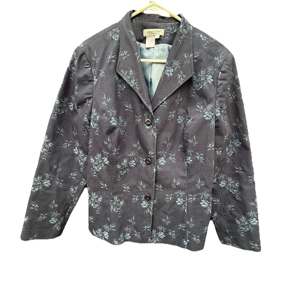 Coldwater Creek Womens Blazer Size L Jacket Blue Viscose Pockets‎ Open Front